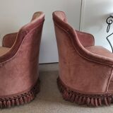 Pair of padded old pink armchairs
