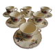 set of 6 Sarreguemines Agreste art table antique french cups plates