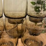8 Luminarc smoked glass water glasses