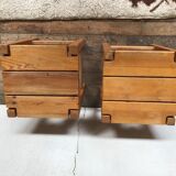 Pair Tabouret wears tripod plant solid wooden sofa tip 1950 Vintage furniture decoration