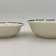 Two vintage cups in white earthenware, blue ledé 1950