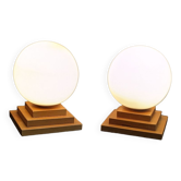 Pair of geometric/wood/vintage lamps