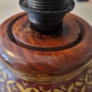 Oriental leather hand painted table lamp, Middle East 1960s
