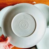 10 assiettes à desserts en céramique bleu Longchamp