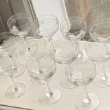 10 wine glasses, carved transparent glass, art deco cups, old and trendy