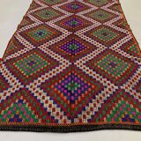 Large Vintage Turkish Kilim Rug 354x178 cm Wool Jajim Kelim