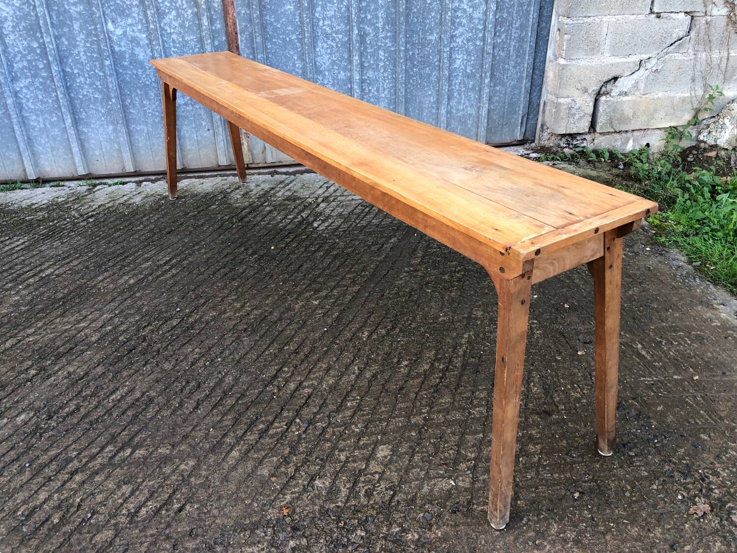 Table console vintage en hêtre massif