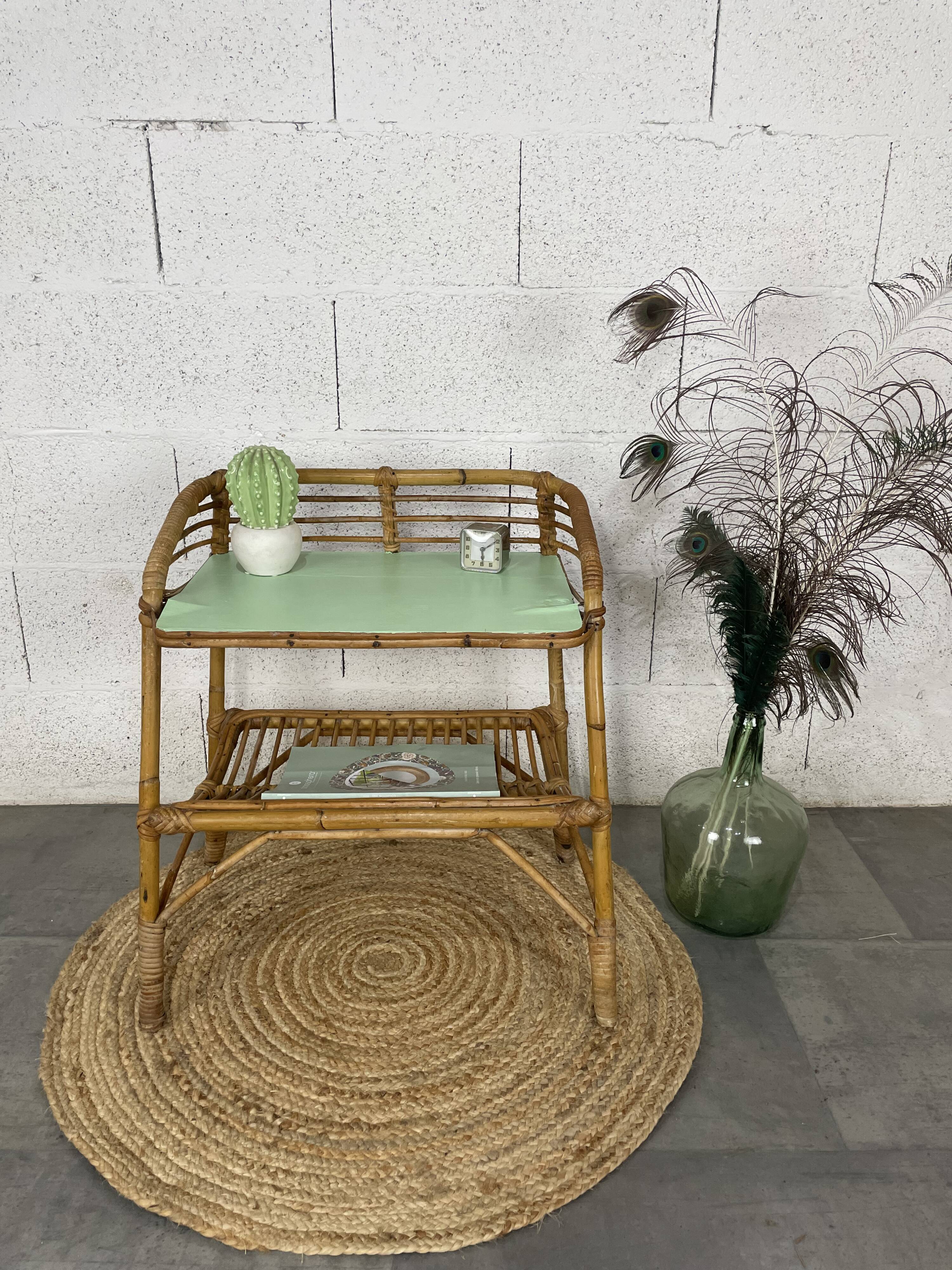 Vintage rattan bedside table