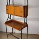 Vintage desk with modular bookcase in wood and metal, 1960