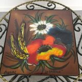 Vallauris wrought iron and ceramic side table