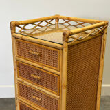 Mid-century rattan highboy / tallboy chest of drawers by Angraves, England, 1970