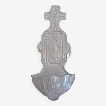 Virgin Mary molded glass stoup