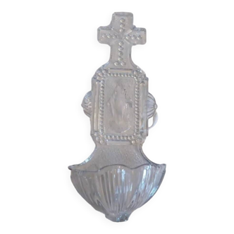 Virgin Mary molded glass stoup