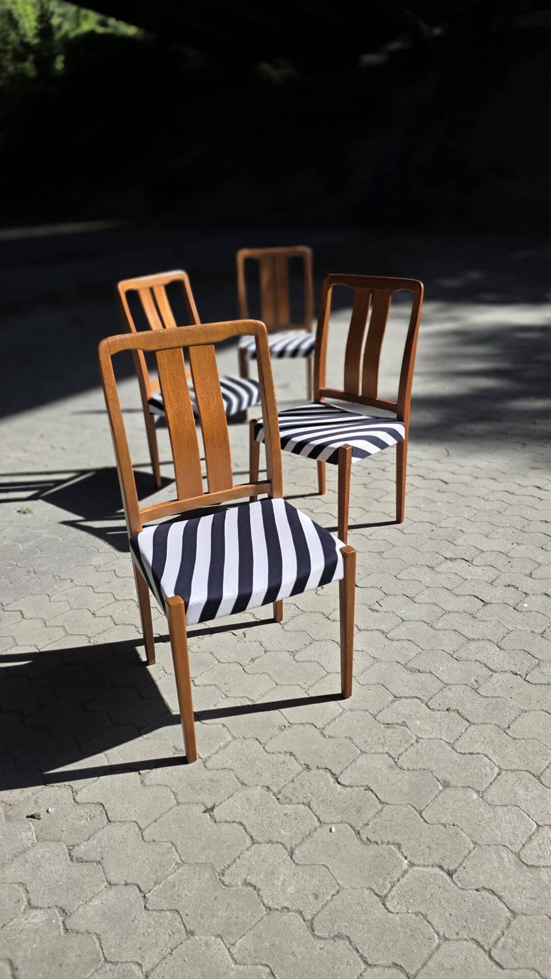 Set of 4 vintage Troeds chairs in teak, Sweden, 1970s.