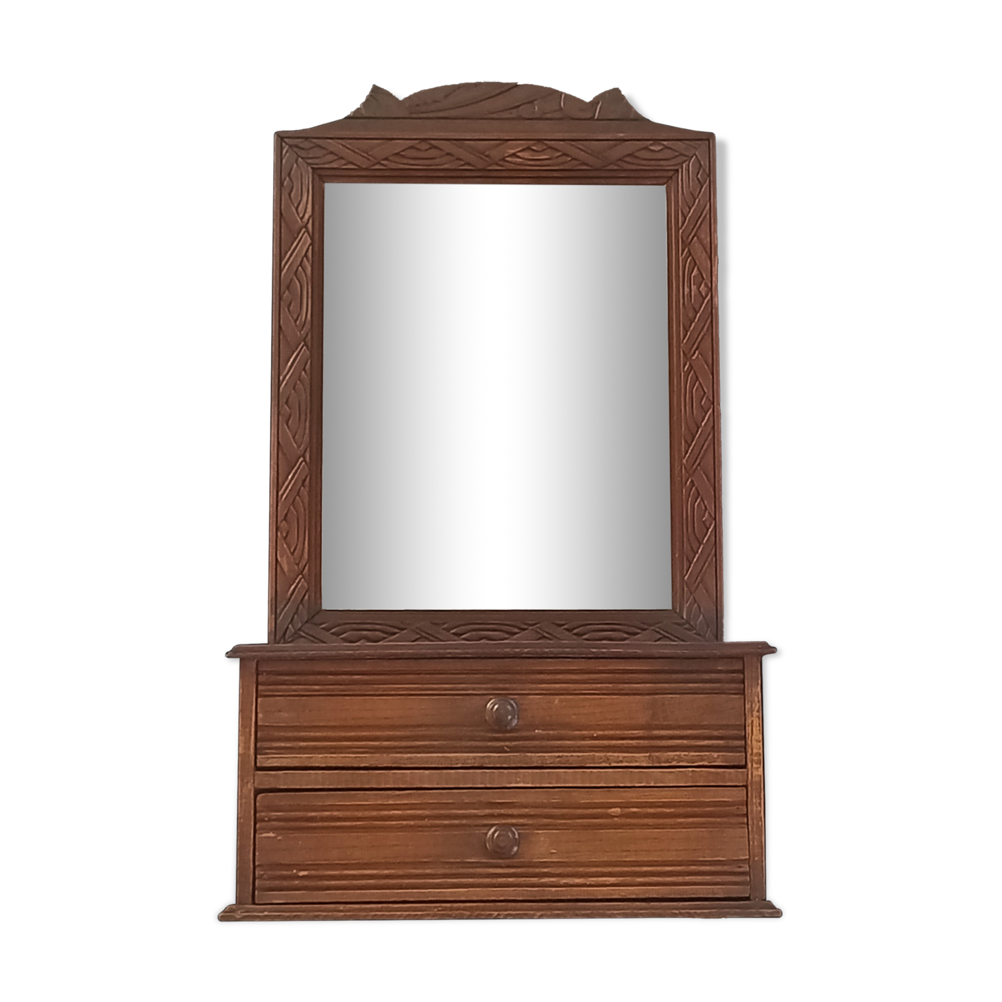 Art deco wall cabinet with mirror and two drawers