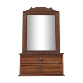 Art deco wall cabinet with mirror and two drawers