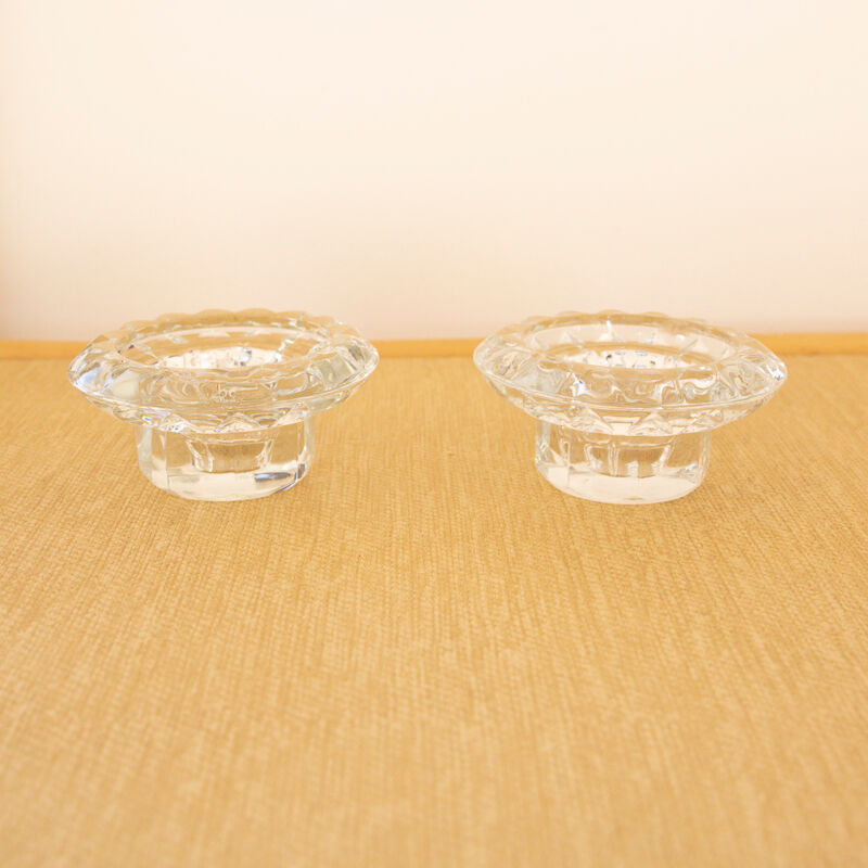 2 clear glass candle holders from Reims