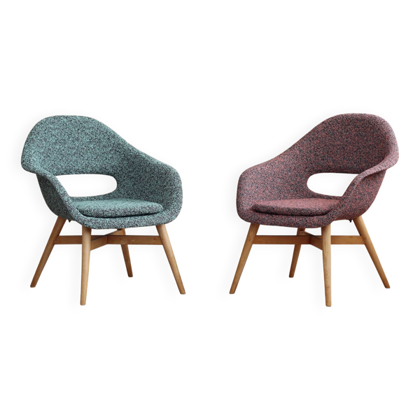 Ensemble de deux fauteuils lounge conçus par Miroslav Navrátil, années 1950, République tchèque