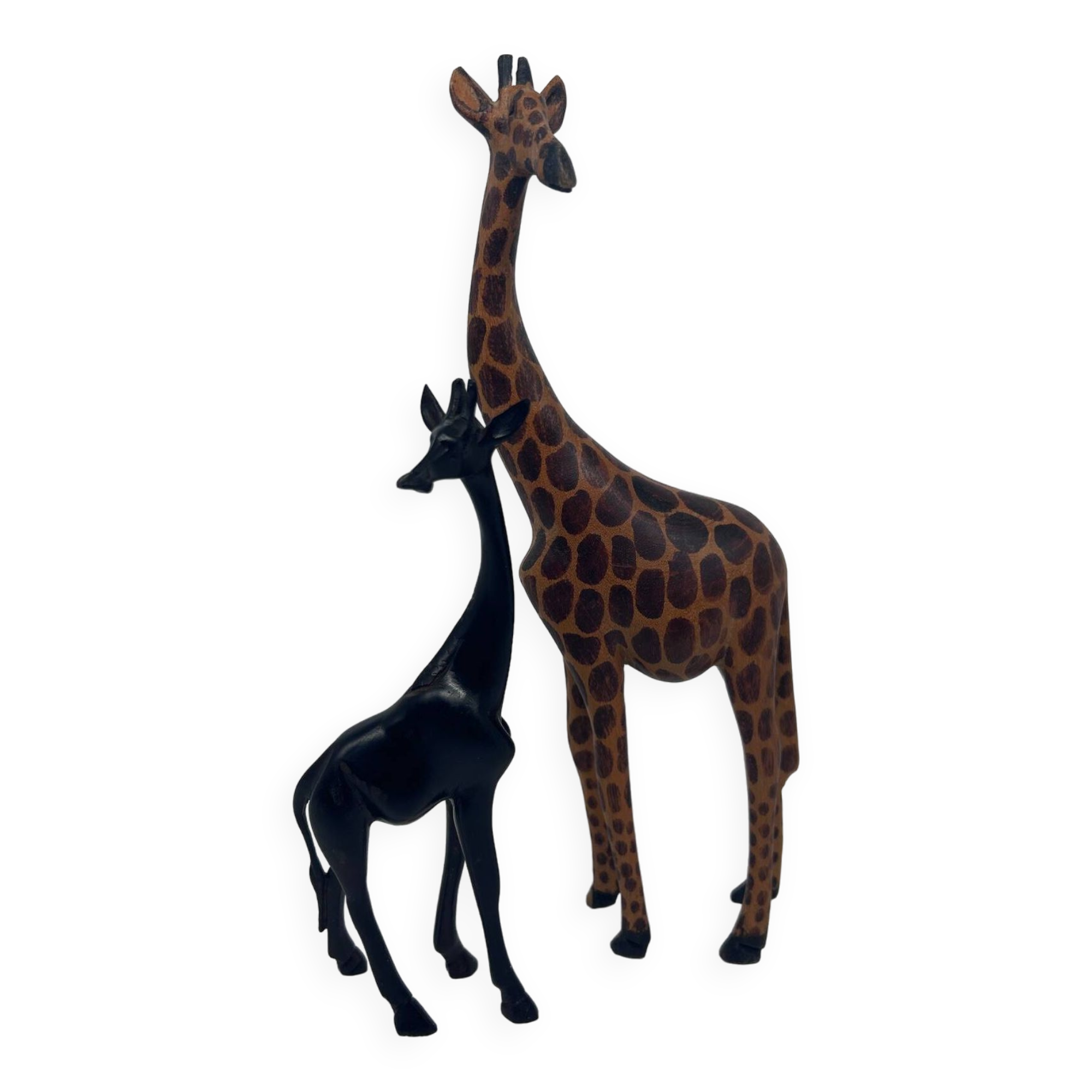 2 girafes en bois sculpté