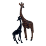 2 girafes en bois sculpté