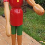 Vintage wooden Pinocchio, 1.87m tall, very rare piece.