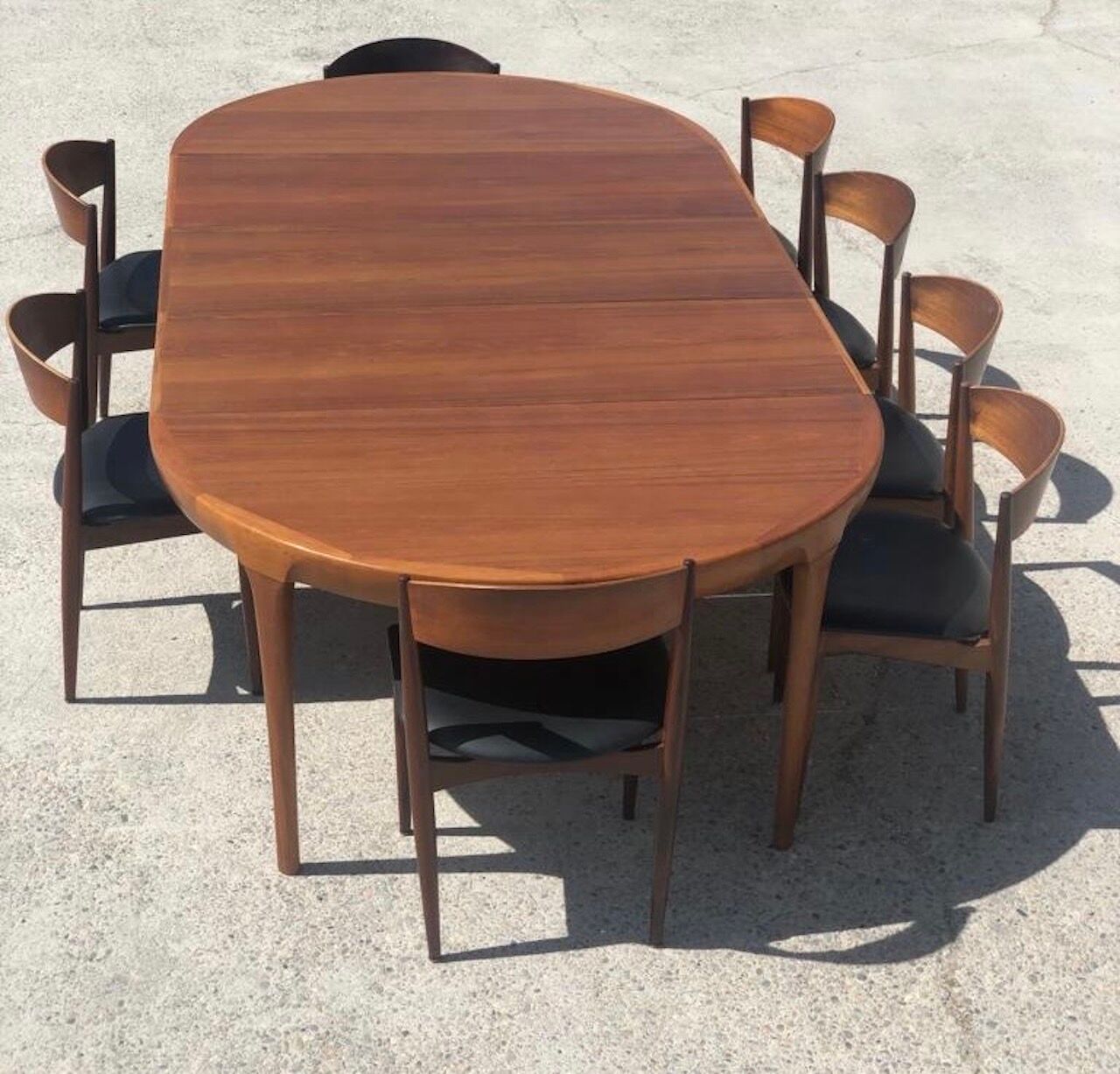 Set Extendable table Ib Kofod Larsen and 8 chairs Jysk for Mobelfabrik 1960