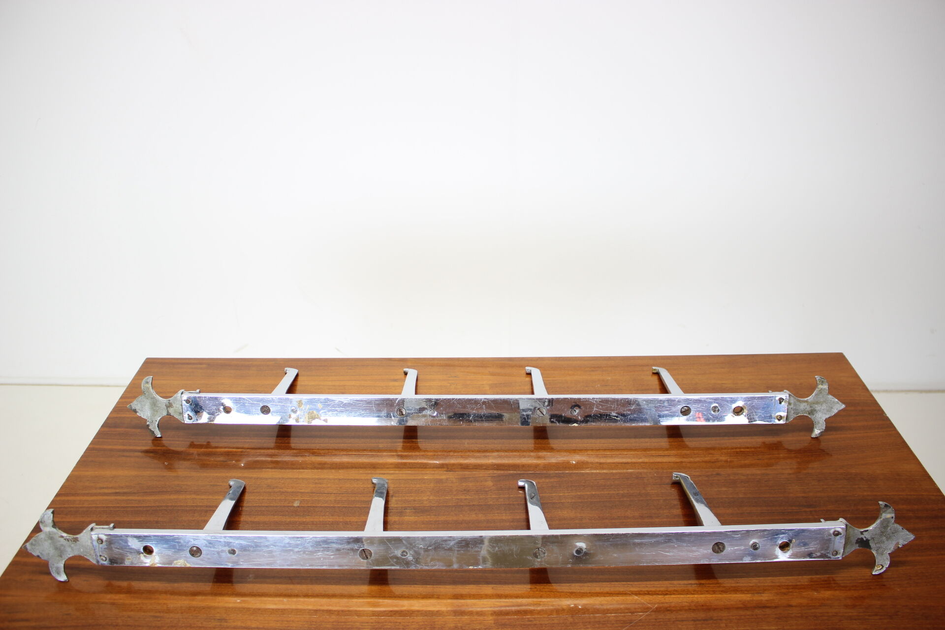 -chrome meat holders,1930s,czechoslovakia