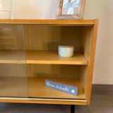 Vintage oak display cabinet from the 1960s.