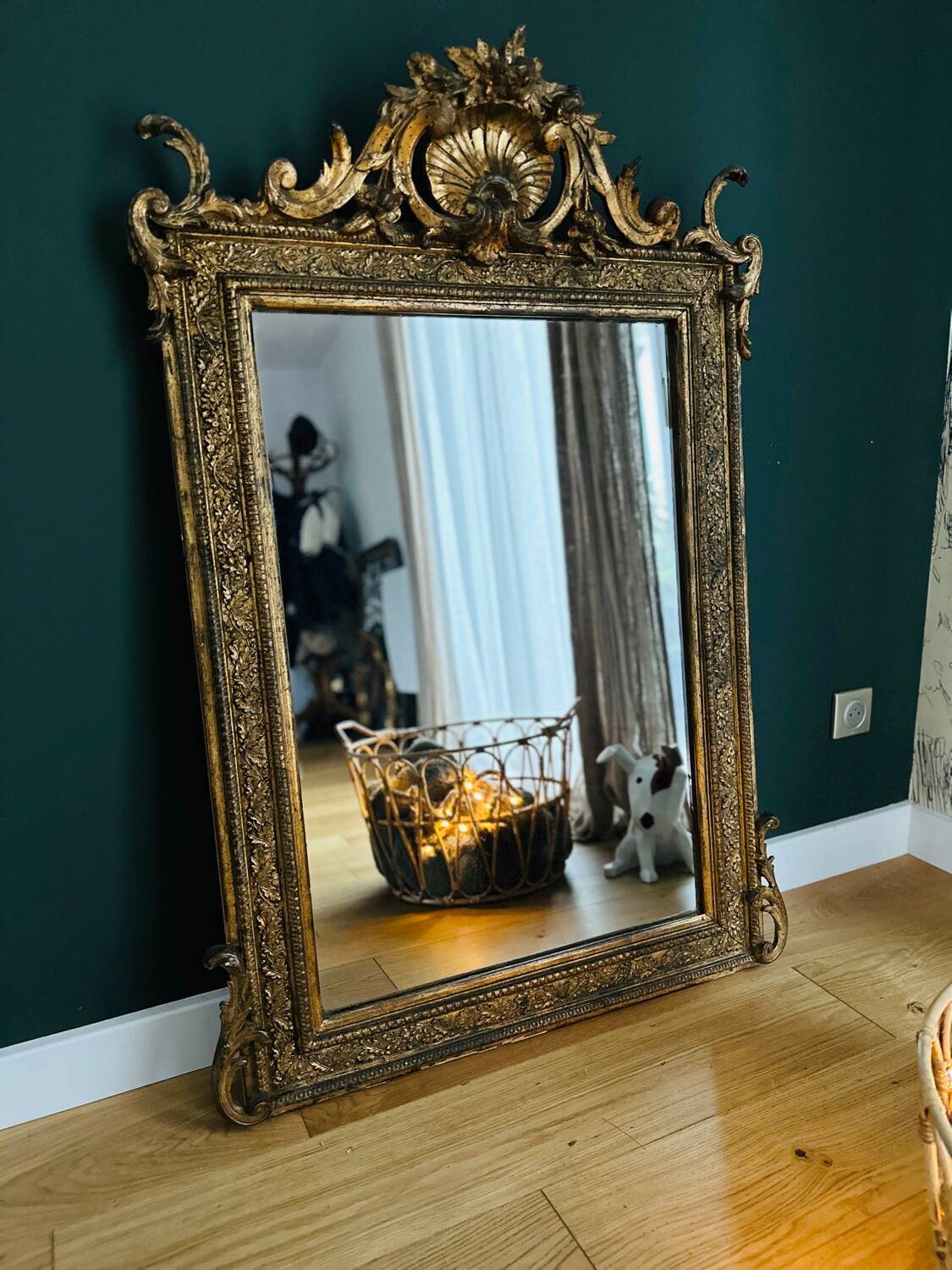 Golden wooden mirror