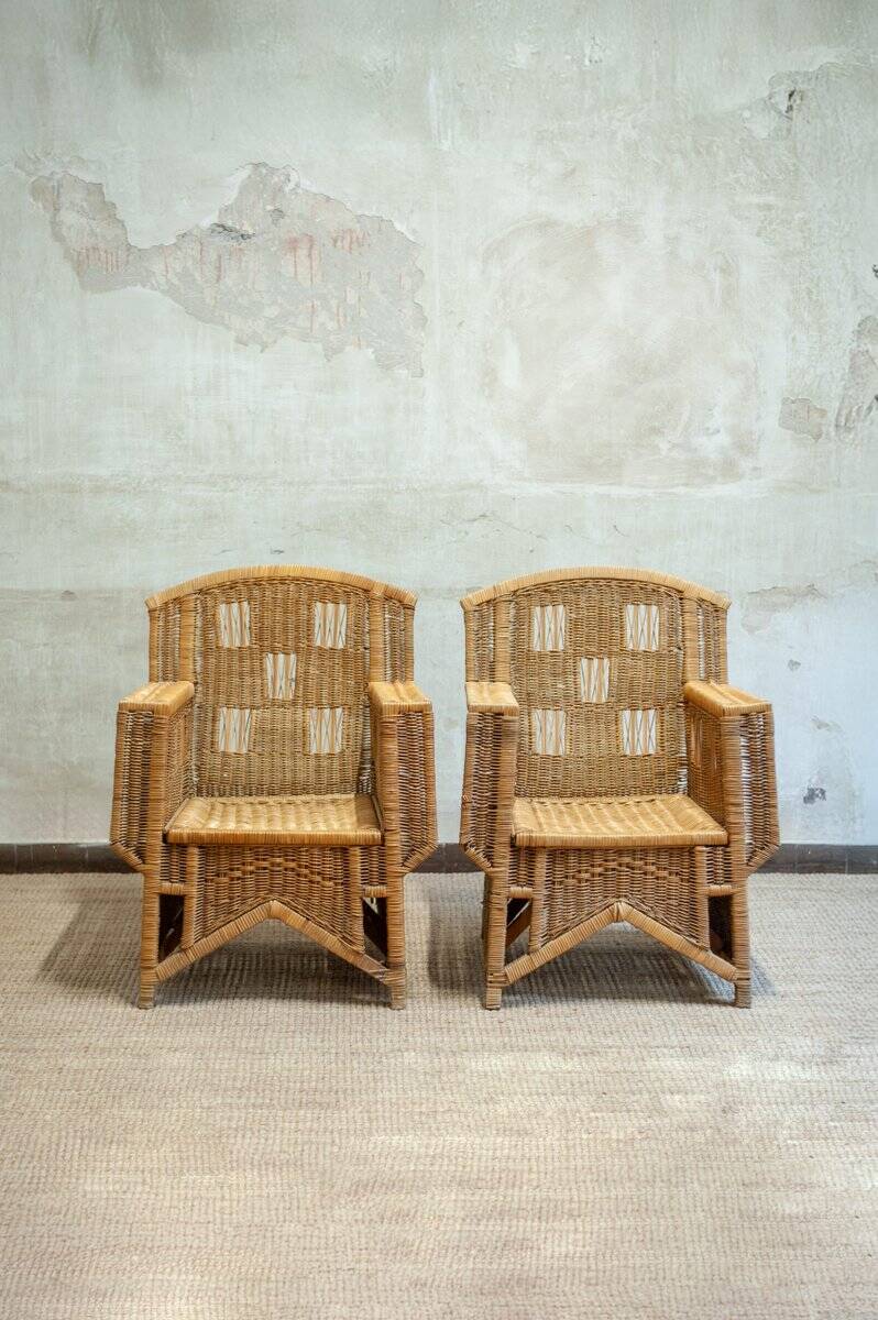 Ascona model wicker chairs by Vivai Del Sud, 1970s, set of 2