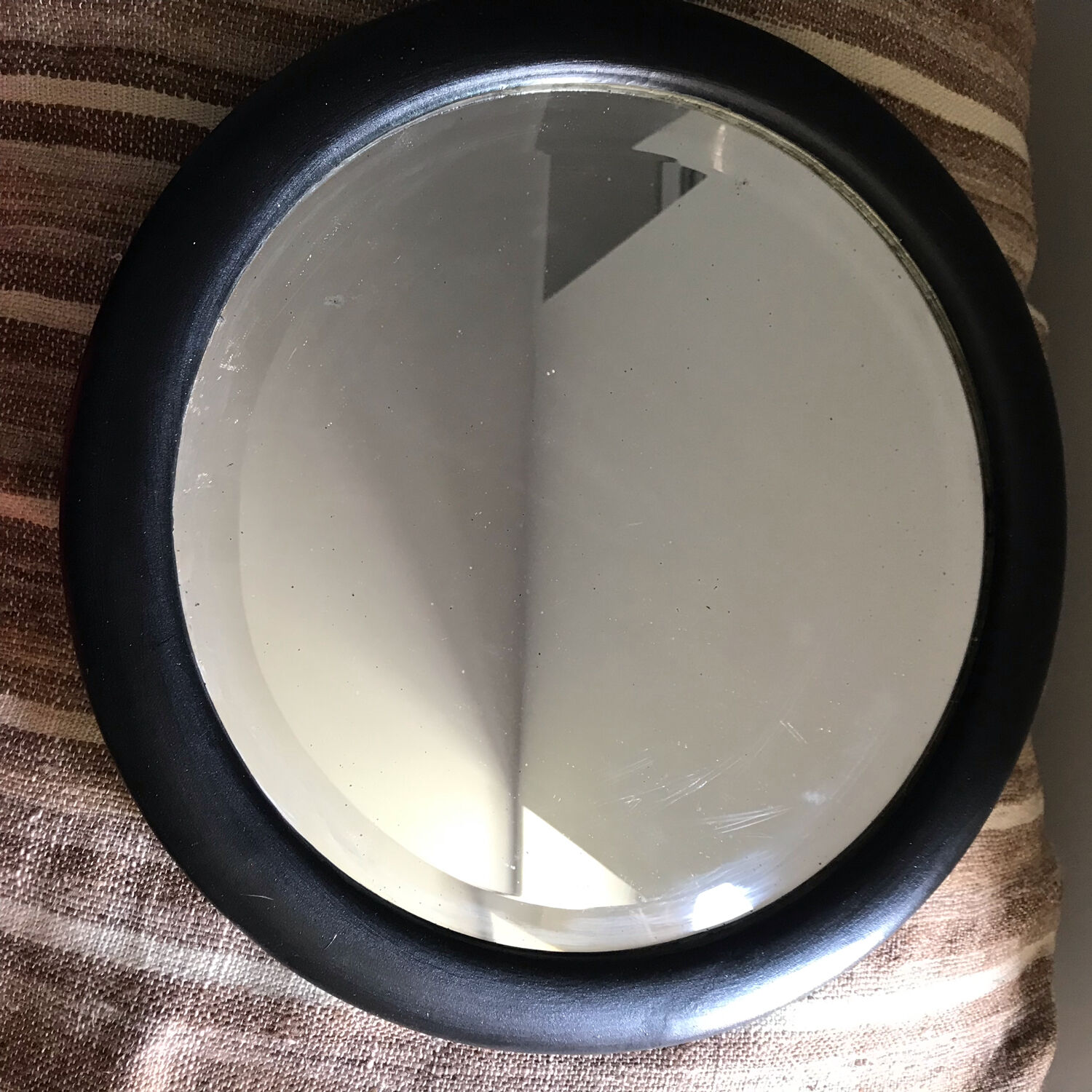 Vintage beveled round mirror 1930