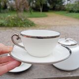 Teapot and its 4 porcelain cups Aluminite R.Frugier
