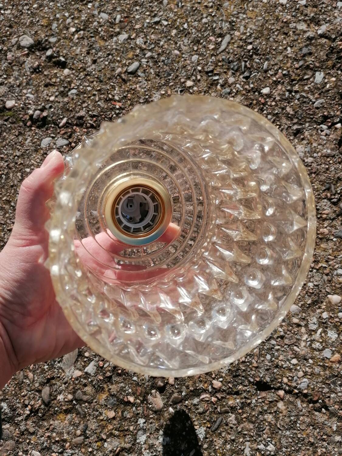 Globe hanging lamp in vintage molded glass