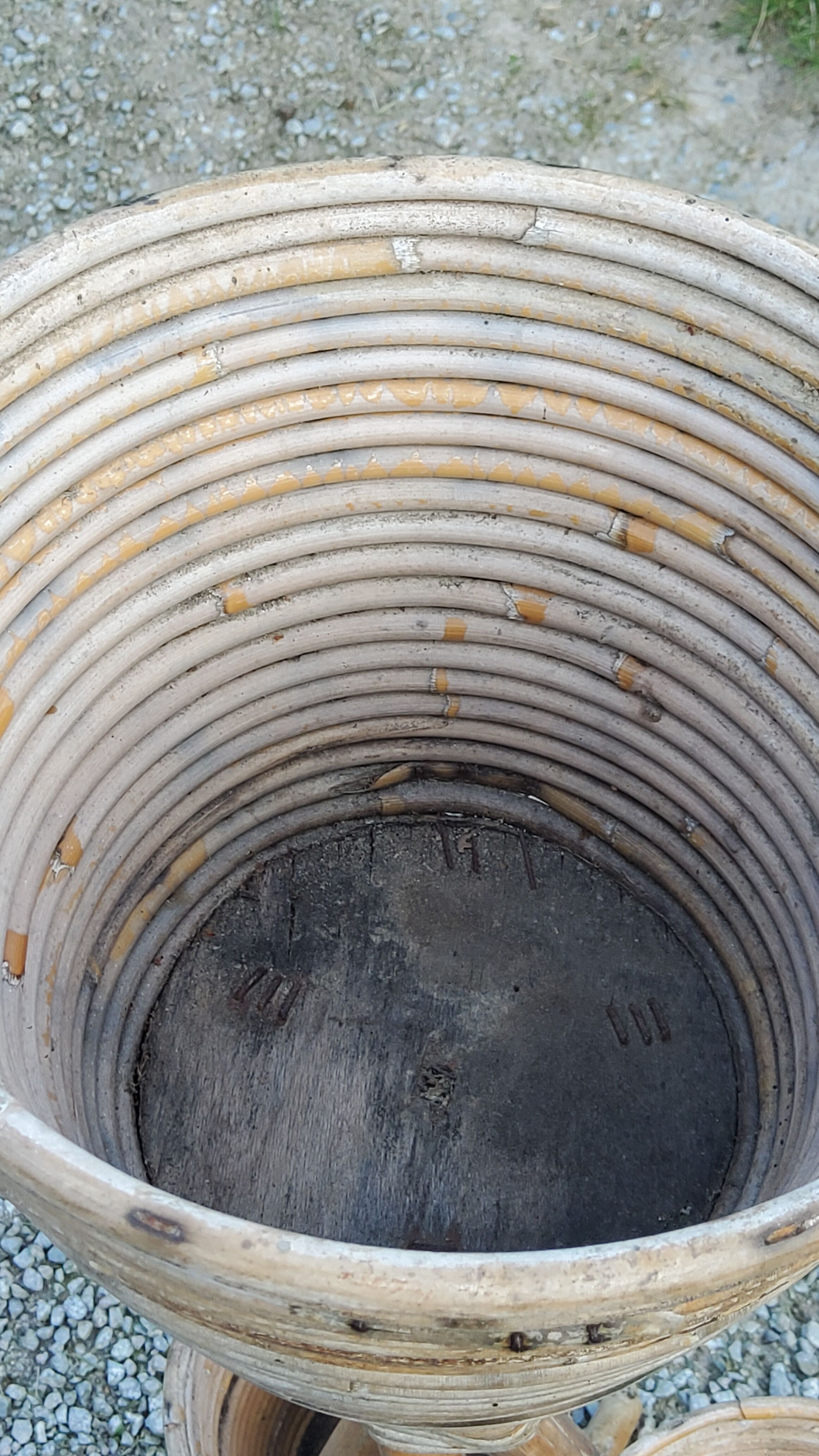 Rattan and bamboo plant holder from the 50s