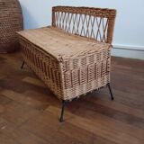 Vintage rattan and metal box
