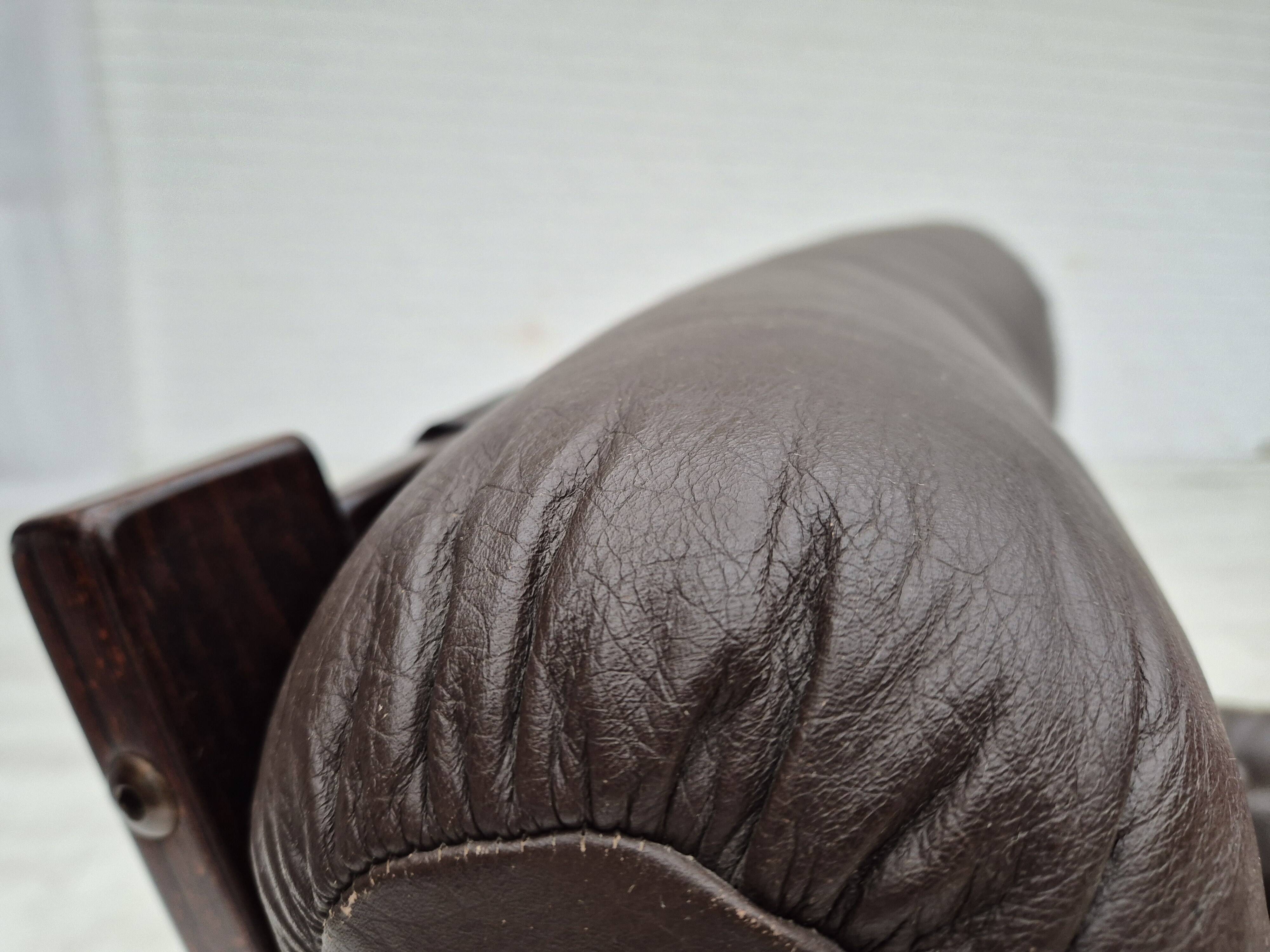 1970s, Scandinavian design, lounge chair, original condition, leather, bent wood.