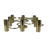 60s 70s 9-bulb ceiling lamp from Leola Leuchten Germany in brass