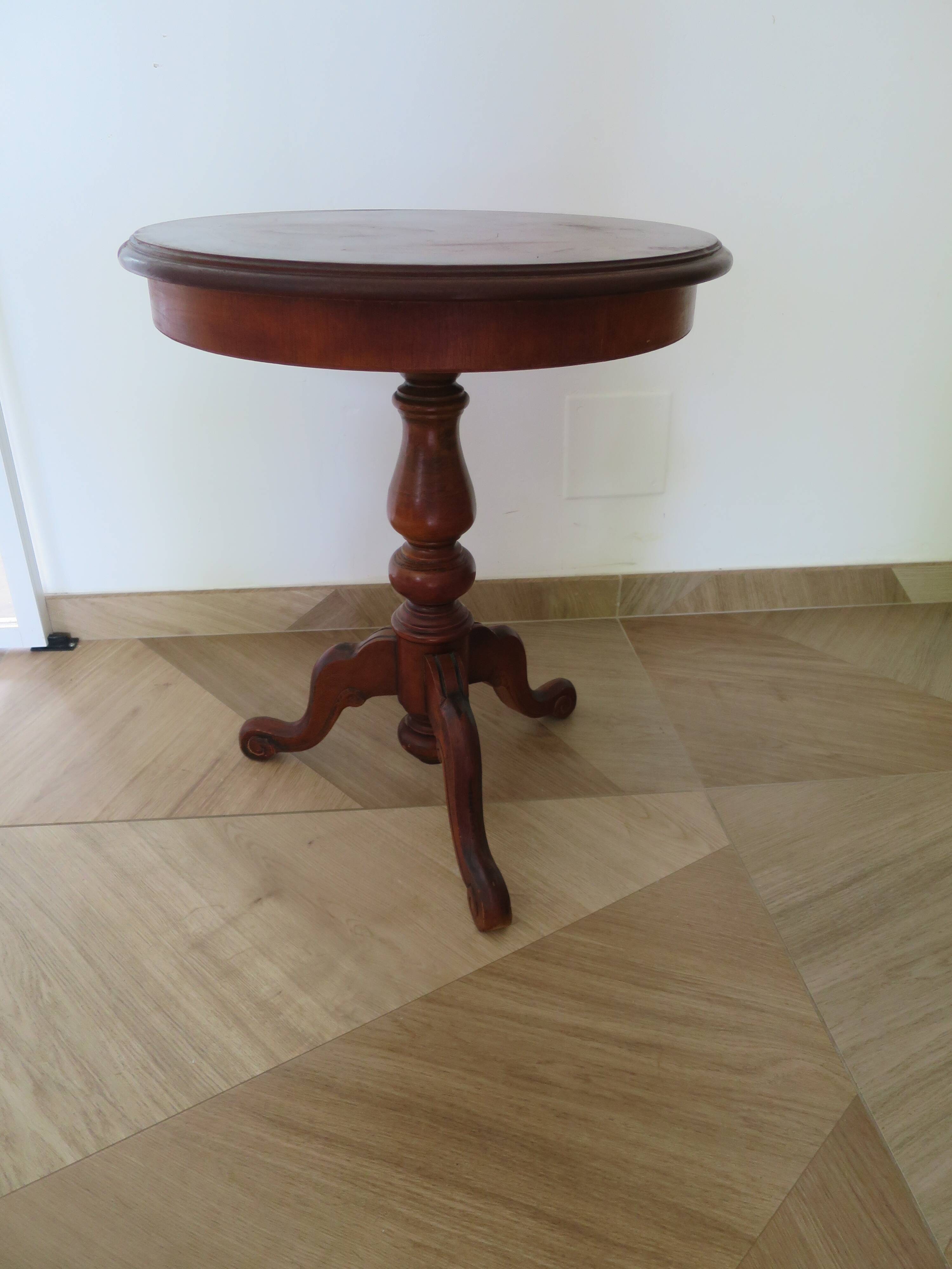 Side table - Tripod pedestal table - marquetry - Louis Philippe - mahogany stain