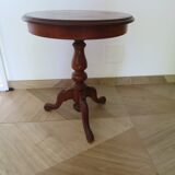 Side table - Tripod pedestal table - marquetry - Louis Philippe - mahogany stain