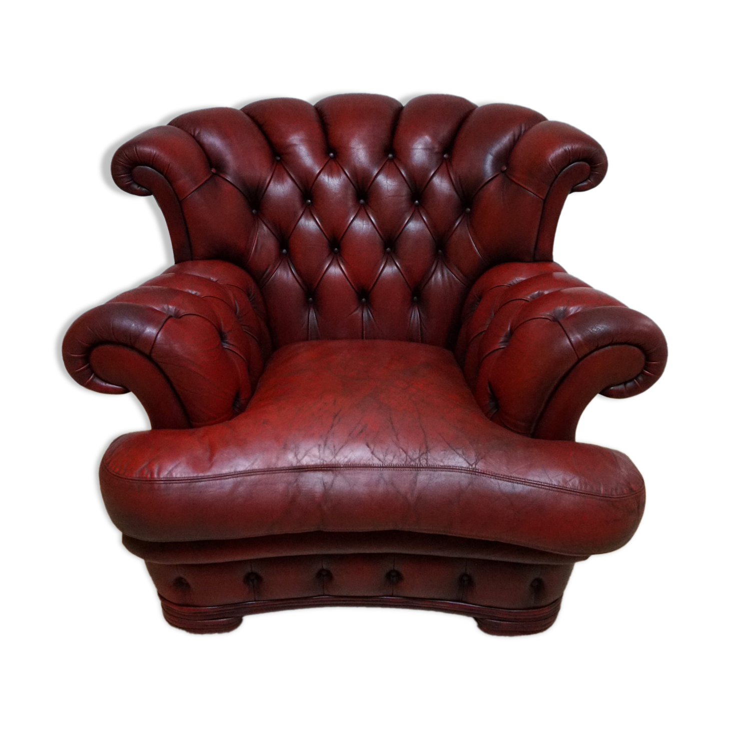 Vintage English Leather Dellbrook Chesterfield Club Chair