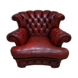 Vintage English Leather Dellbrook Chesterfield Club Chair