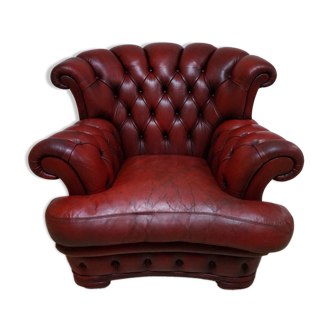 Vintage English Leather Dellbrook Chesterfield Club Chair