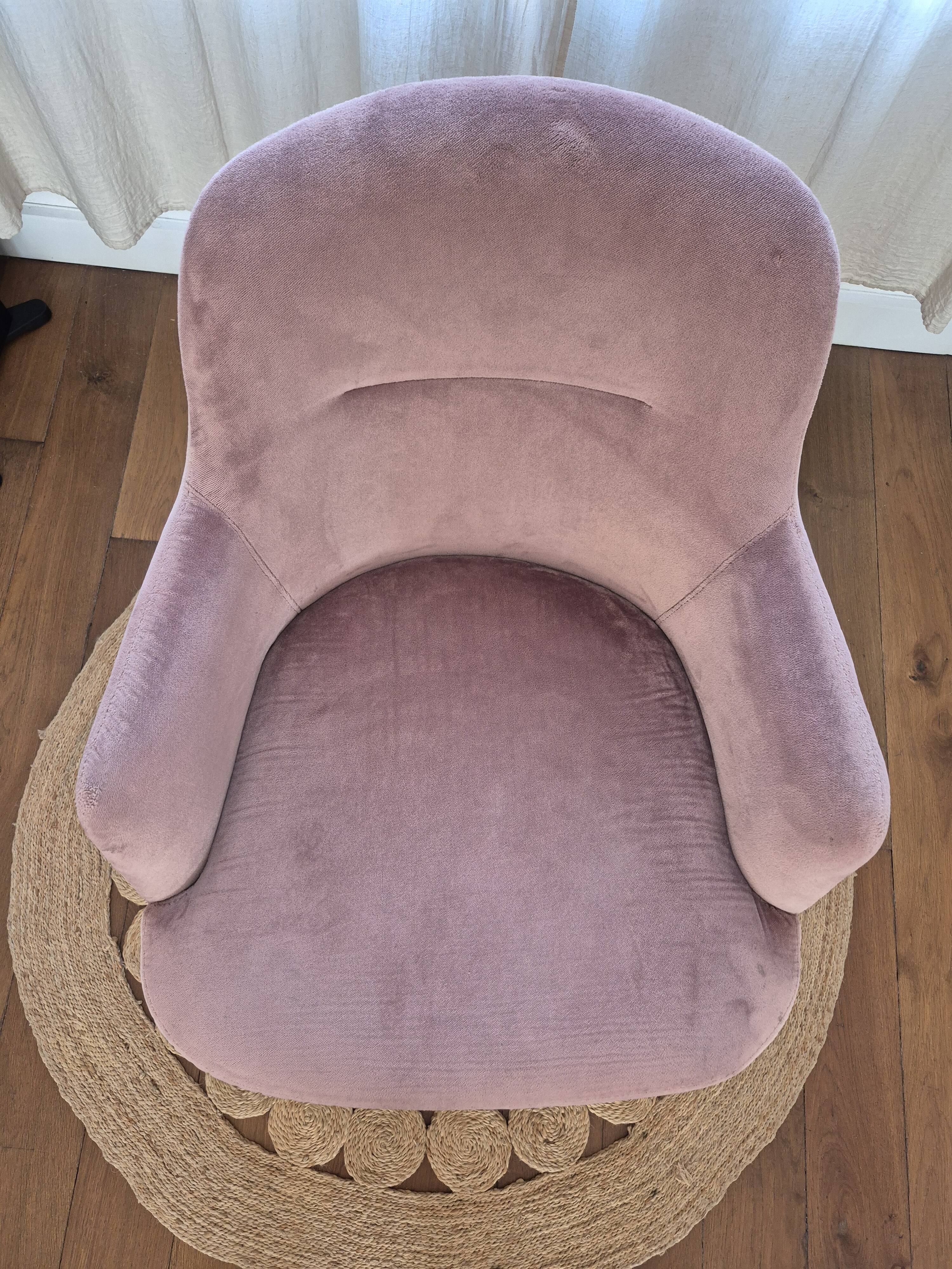 Fauteuil torre 1961 – modèle da vinci 02 – velours rose pâle