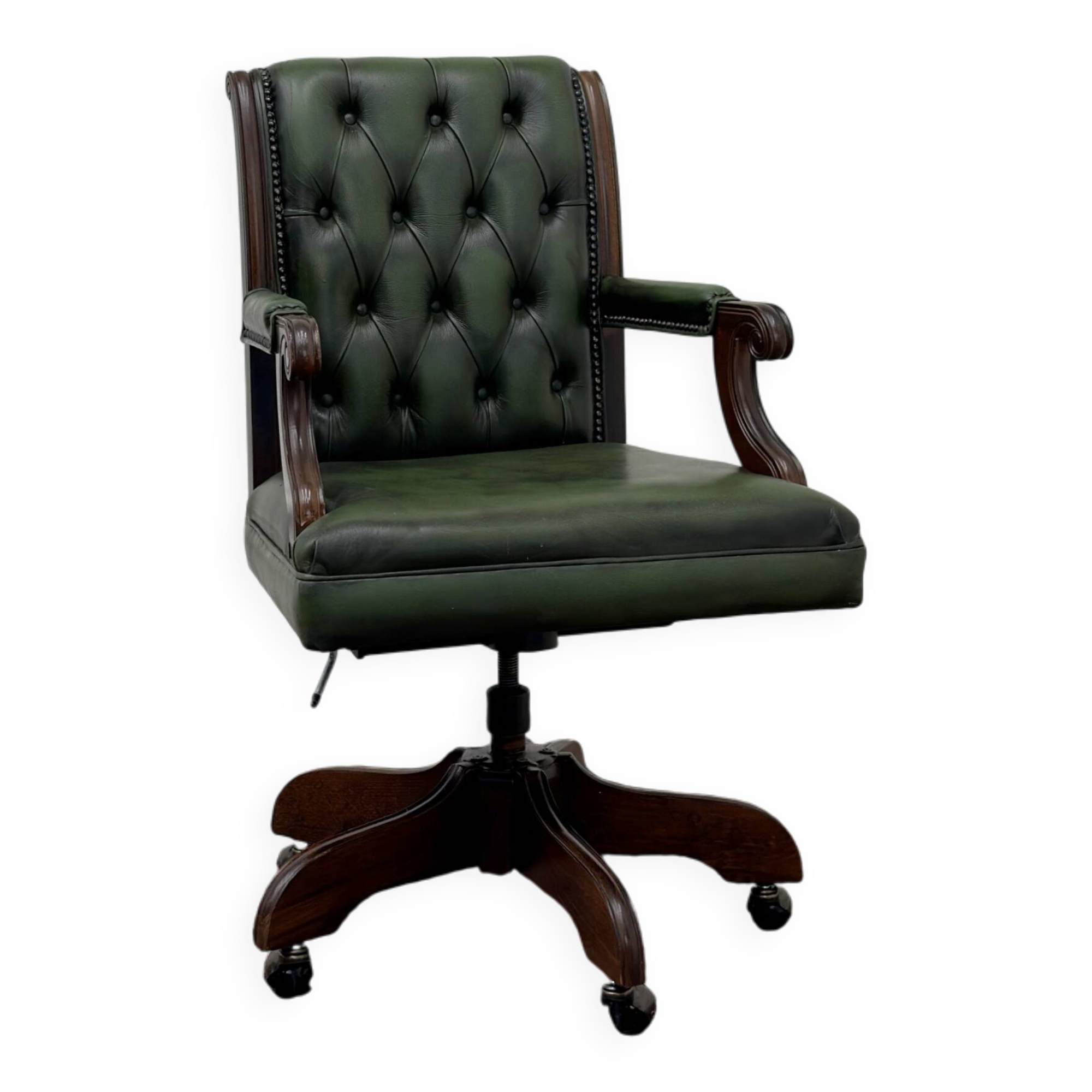 Chaise de bureau Chesterfield verte en anglais