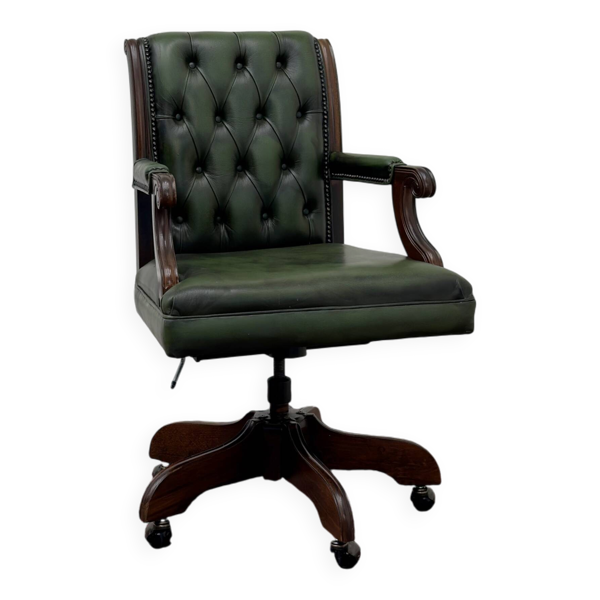 Chaise de bureau Chesterfield verte en anglais