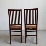 Set of 2 Oak and Cane Chairs by Hans Vollmer for Prag-Rudniker Wickerwork