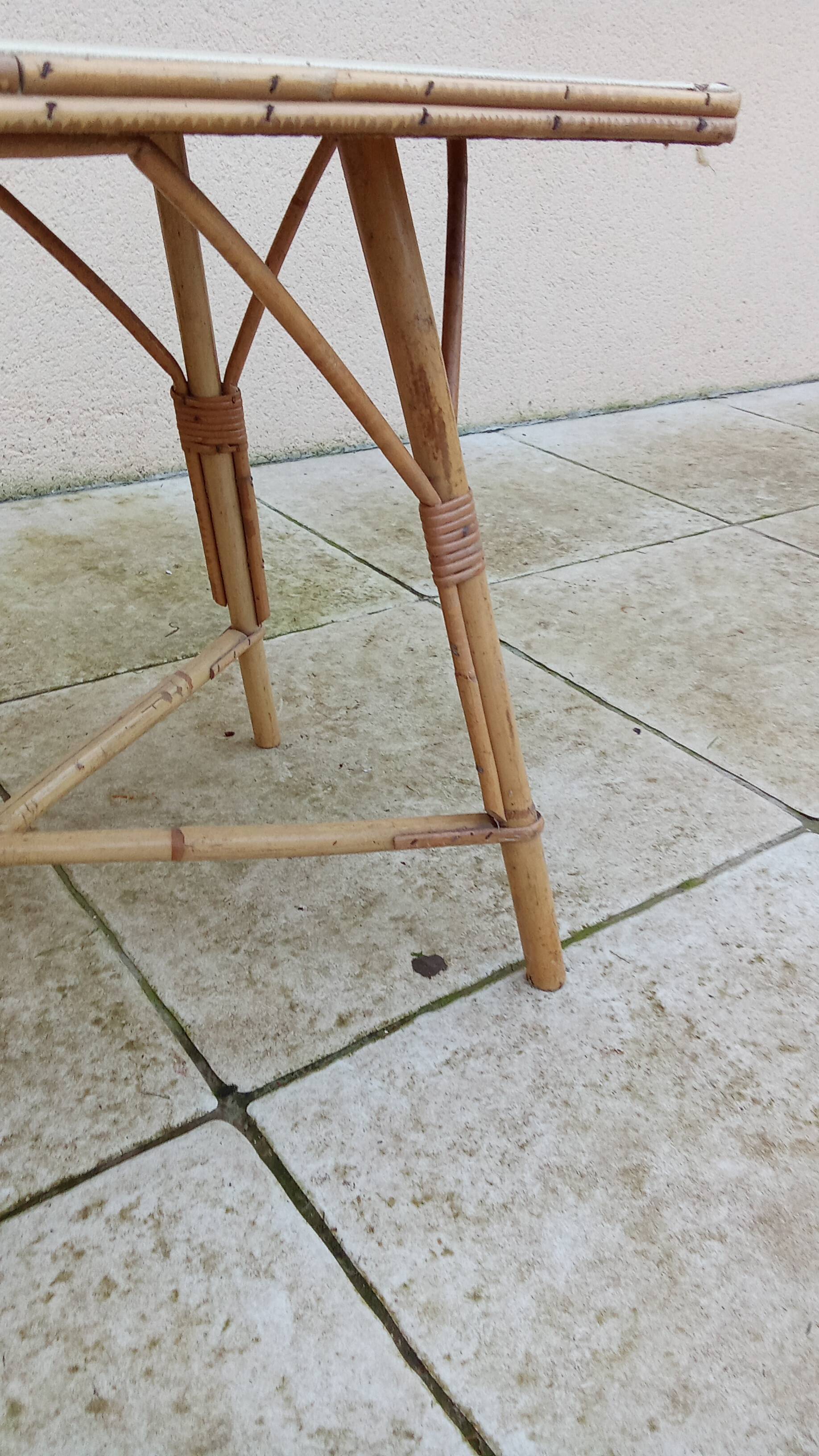 Small vintage rattan coffee table