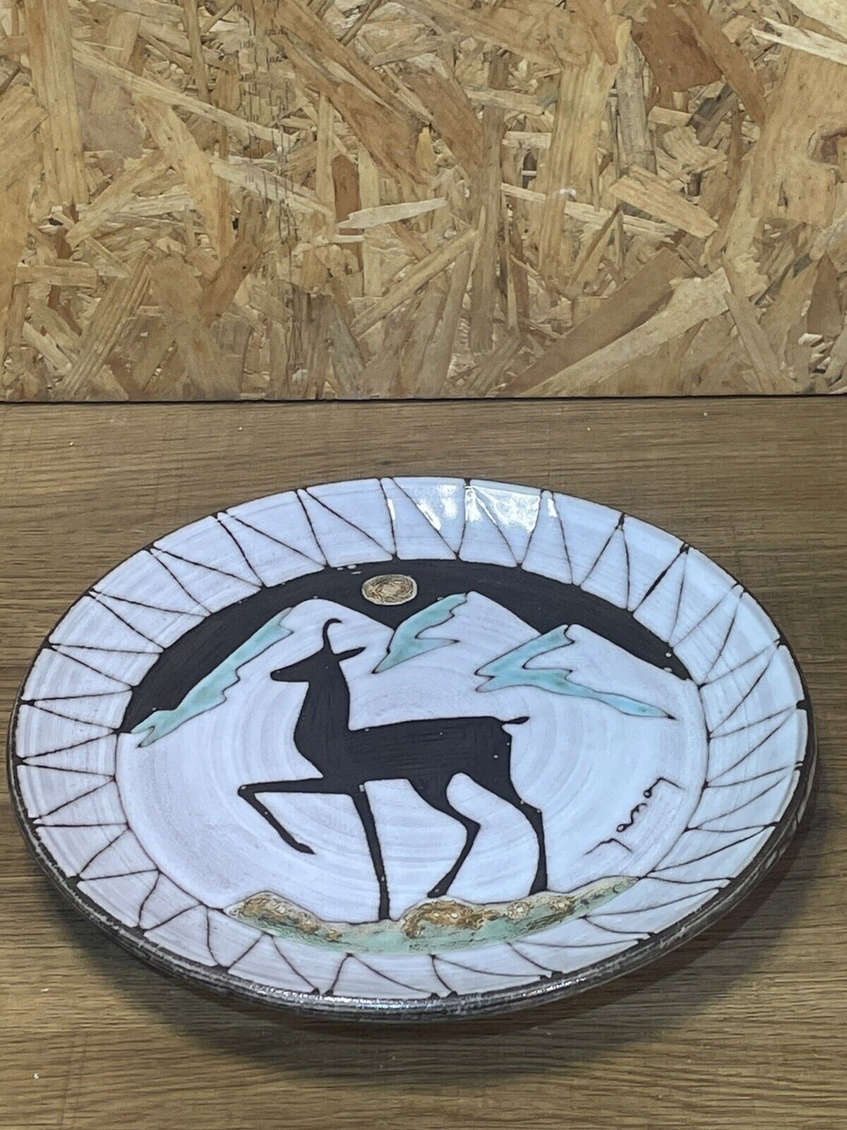 Decorative plate, ceramic XXth, Emile Masson, mountain décor, vintage
