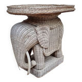 Side table, vintage rattan elephant, 70s