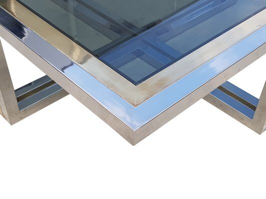 Vintage coffee table in brass and chrome, 1970